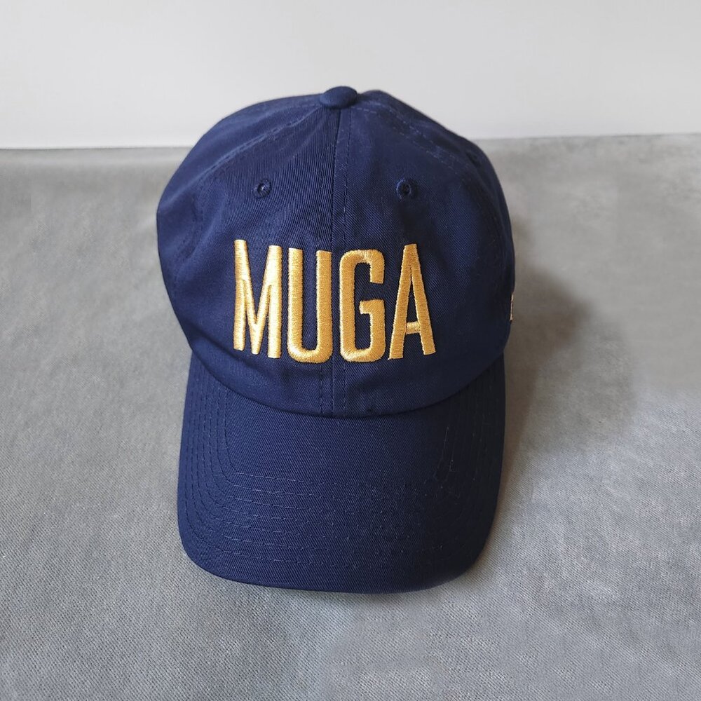 Authentic Make Ukraine Great Again MUGA Navy & Yellow Saint Javelin Baseball Cap